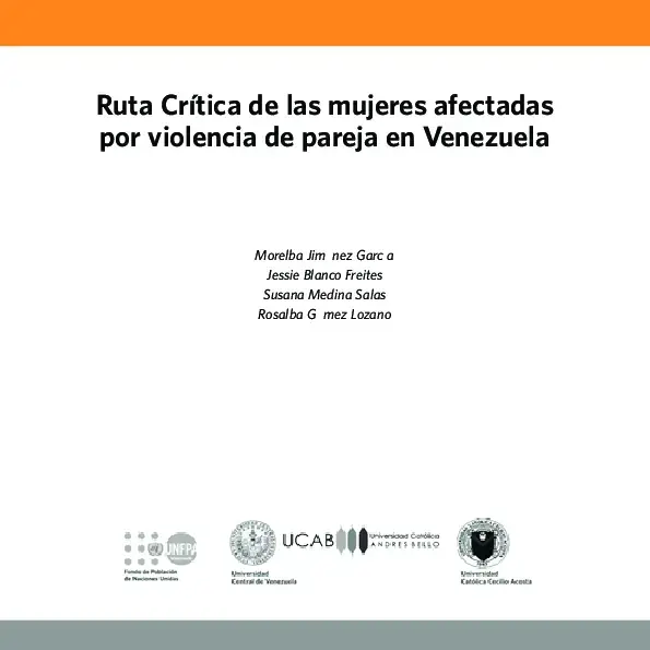 Ruta Críticas de las mujeres afectadas por violencia de pareja en Venezuela: