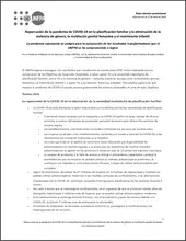 Repercusión de la pandemia de COVID-19 en la planificación familiar	y la eliminación de la violencia de género, la mutilación genital femenina y el matrimonio infantil